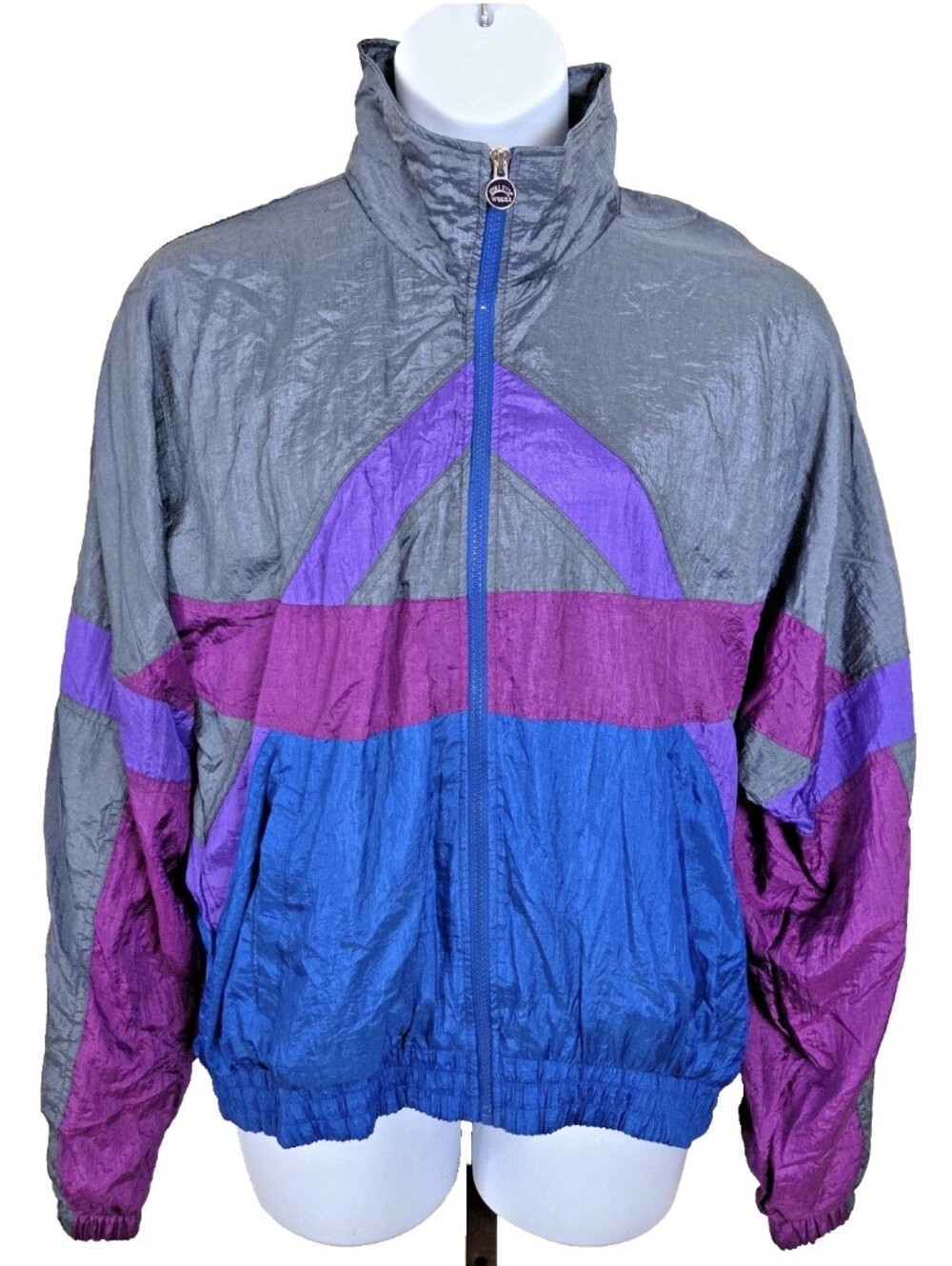 VTG 1993 Athletic Works Men's Large Colorblock Nylon Windbreaker Jacket NWT